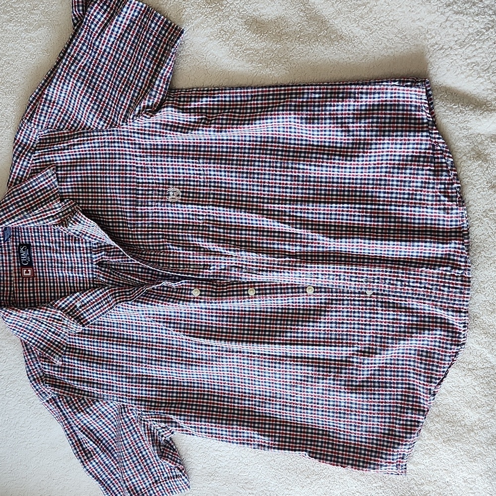 Chaps 90's Multicolor Checkered Casual Shirt 100% Cotton Mens Large Throwback